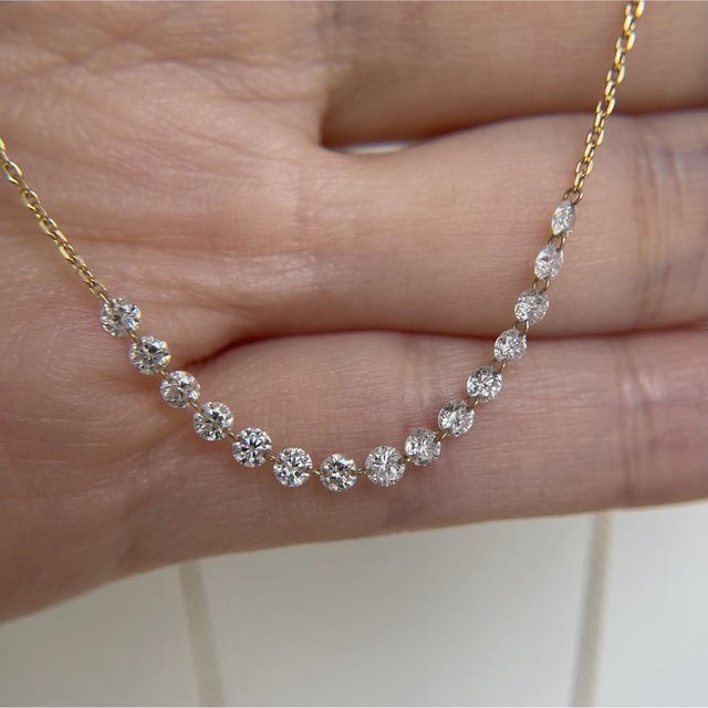 レーザーホールダイヤモンドレーザーホールダイヤモンド 計1.00ct ネックレス K18 YG