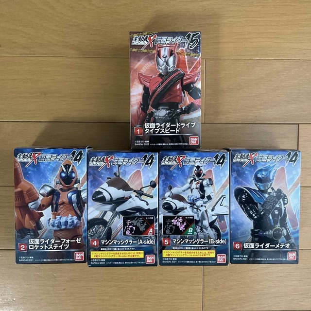 BANDAI(バンダイ)の掌動駆　SHODO仮面ライダー14  4種＆仮面ライダードライブ　1種★ エンタメ/ホビーのフィギュア(特撮)の商品写真