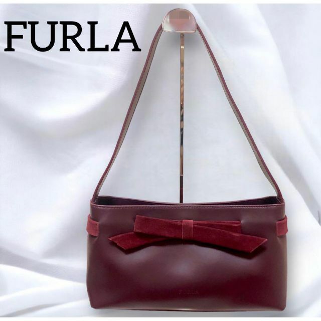 【美品】 FULRA フルラ スエードリボン付き ワンショルダー 本革 バッグ