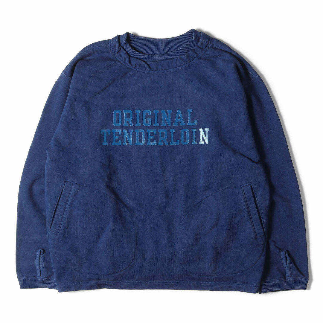 TENDERLOIN テンダーロイン スウェット サイズ:S ウォッシュ加工 ブランドロゴ クルーネック スウェットシャツ CREW NECK SWEAT 20SS ブルー トップス トレーナー 長袖 【メンズ】【美品】