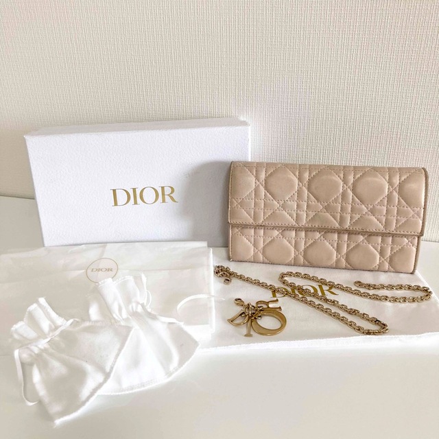 Dior クリスチャン ディオール カナージュ 長財布 ピンク ゴールド金具-