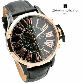 サルバトーレマーラ(Salvatore Marra)のサルバトーレマーラ 腕時計 メンズ ブラック ピンクゴールド ブランド(腕時計(アナログ))