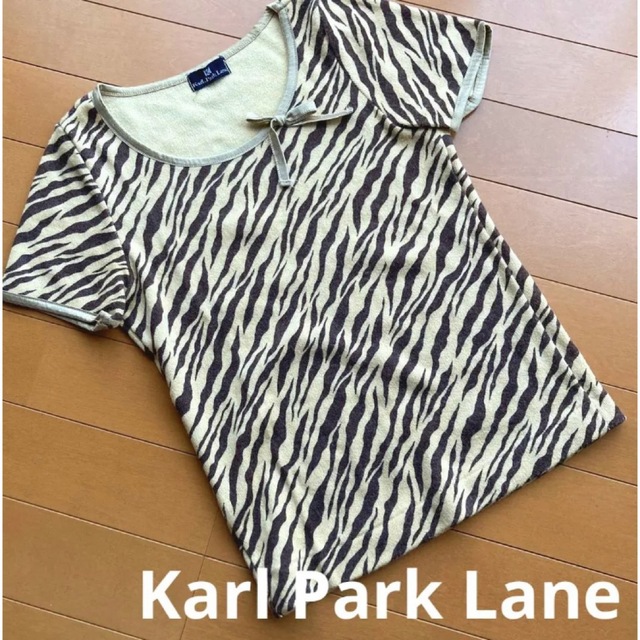 KarL Park Lane(カールパークレーン)のカールパークレーン ベージュ 茶色 ゼブラ アニマル 半袖 トップス 中古 レディースのトップス(カットソー(半袖/袖なし))の商品写真