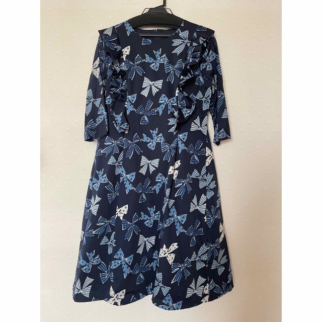 ワンピース Jane Marple Ribbons go around bellドレス 紺色 16500円