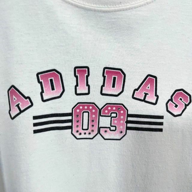 adidas(アディダス)のヴィンテージ古着レディースADIDASアディダス　長袖プリントTシャツ　サイズL レディースのトップス(Tシャツ(長袖/七分))の商品写真