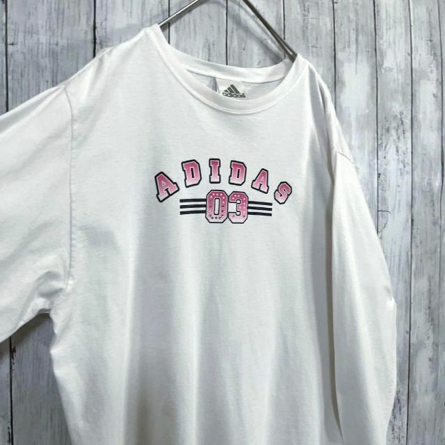 adidas(アディダス)のヴィンテージ古着レディースADIDASアディダス　長袖プリントTシャツ　サイズL レディースのトップス(Tシャツ(長袖/七分))の商品写真