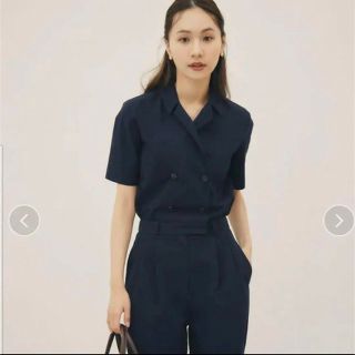 ランデブー(RANDEBOO)の新品未使用タグ付　RANDEBOO 　Double jumpsuit  ネイビー(オールインワン)