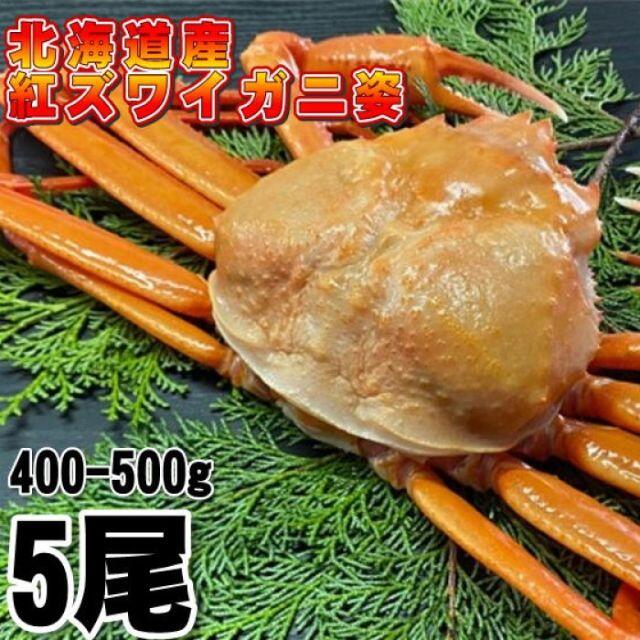 5尾　かに　北海道産】紅ズワイガニ　冷凍　ずわい　400-500g　ボイル済み　魚介