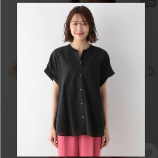 グローバルワーク(GLOBAL WORK)のGLOBAL WORK シアースキッパーブラウス フレンチスリーブ ブラック M(シャツ/ブラウス(半袖/袖なし))