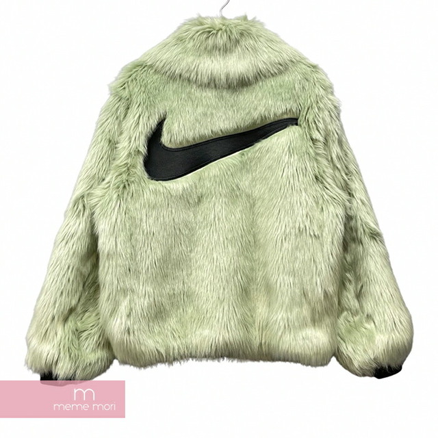 AMBUSH×NIKE 2018AW Reversible Faux Fur Coat Jade Horizon AQ9225-390 アンブッシュ×ナイキ リバーシブルフェイクファーコート ジェイドホライズン ジップブルゾン ロゴ エメラルドグリーン サイズS【230527】【-A】【me04】