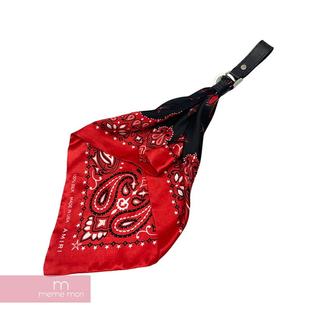 AMIRI 2018SS Bandana Keychain アミリ バンダナキーチェーン キーホルダー スカーフ チャーム ペイズリー柄 シルク レッド×ブラック【230530】【中古-B】【me04】 レディースのファッション小物(財布)の商品写真