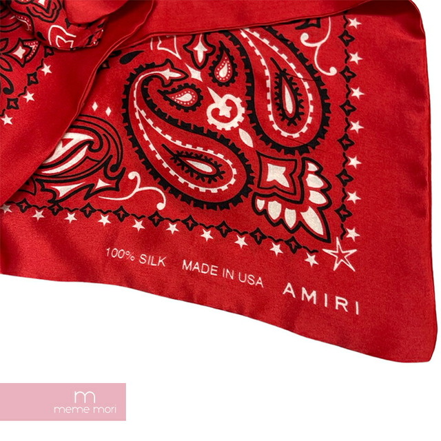 AMIRI 2018SS Bandana Keychain アミリ バンダナキーチェーン キーホルダー スカーフ チャーム ペイズリー柄 シルク レッド×ブラック【230530】【中古-B】【me04】 レディースのファッション小物(財布)の商品写真