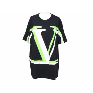 ヴァレンティノ(VALENTINO)のVALENTINO ヴァレンチノ 半袖Tシャツ UV3MG08C6K7 カットソー ブラック グリーン ホワイト サイズL 美品41161(Tシャツ(半袖/袖なし))