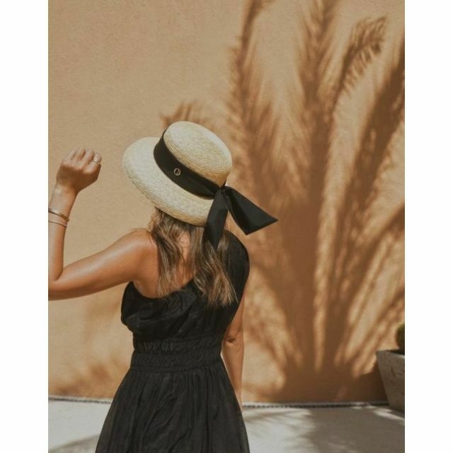 ブラック】Chapeau d' O シャポードオー カサブランカ 麦わら帽子の