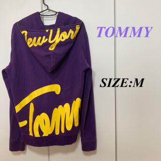 トミーヒルフィガー(TOMMY HILFIGER)のTOMMY パーカー　ビッグロゴ　紫　Mサイズ(パーカー)