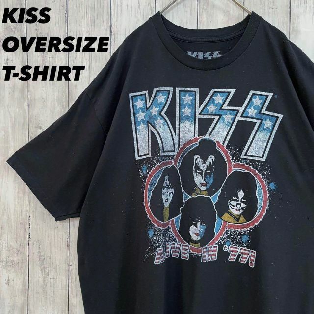 ロックバンドTシャツ　KISSキッス　ゆるだぼオーバーサイズXXL 黒　春夏