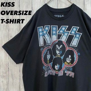 ミュージックティー(MUSIC TEE)のロックバンドTシャツ古着　KISSキッス　ゆるだぼオーバーサイズXXL 黒　春夏(Tシャツ/カットソー(半袖/袖なし))