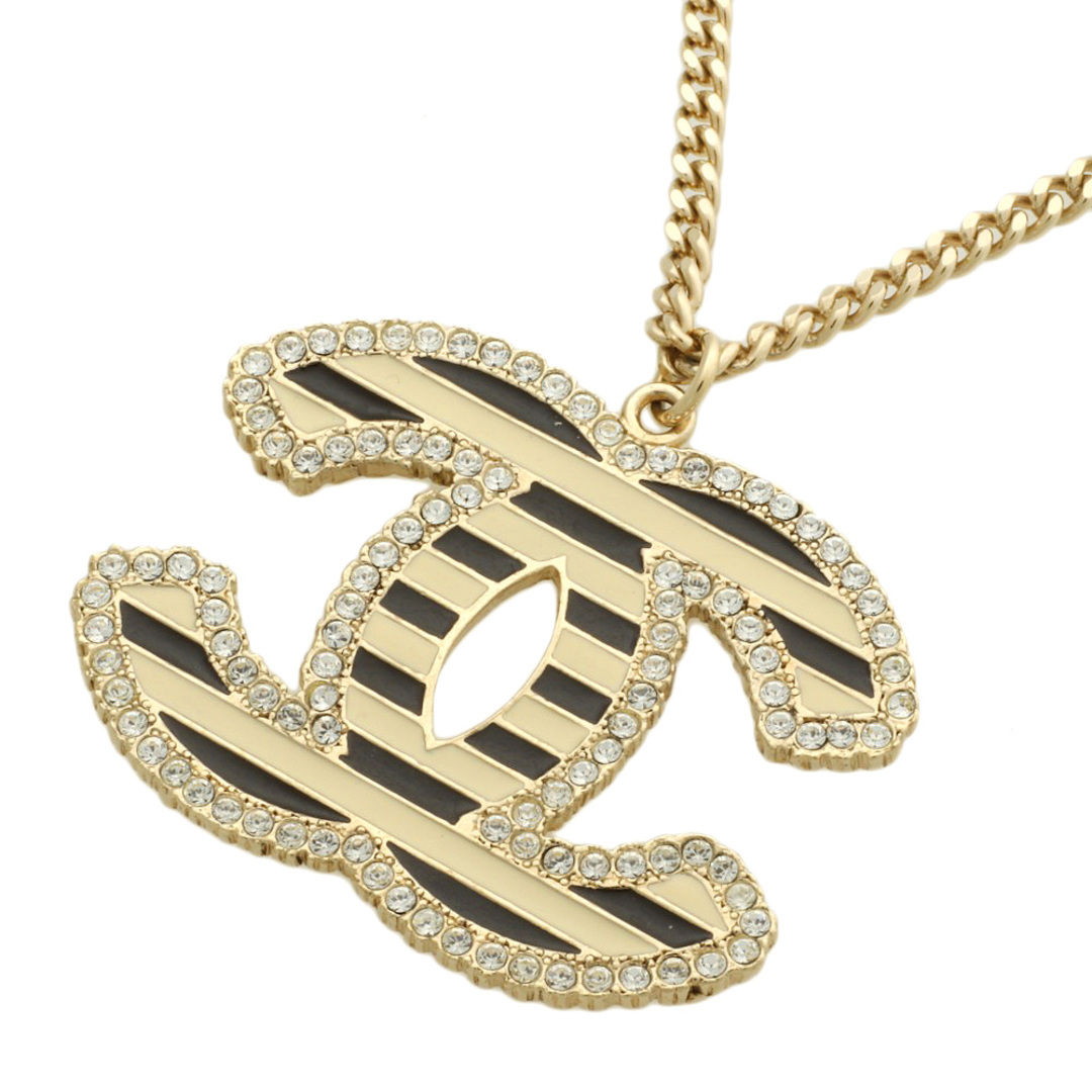 【本物保証】 箱付 超美品 シャネル CHANEL ココマーク ネックレス ラインストーン ブラック×ホワイト ボーダー ロゴ 06A | フリマアプリ ラクマ
