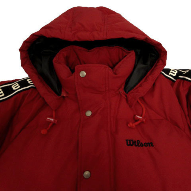 ウィルソン WILSON ダウンコート ベンチコート フード ロゴ刺繍 赤 L 1