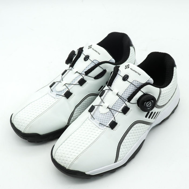 フォーセンス ゴルフシューズ 未使用 訳アリ ダイヤル式 スパイクレス ブランド シューズ 靴 メンズ 25.5cmサイズ ホワイト FOURSENSE