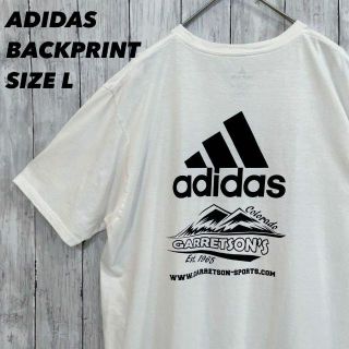 アディダス(adidas)のアディダス　カレッジバックプリントTシャツ　サイズL 白　メンズ夏物古着ホワイト(Tシャツ/カットソー(半袖/袖なし))