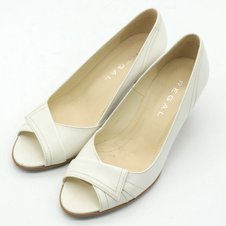 リーガル(REGAL)のリーガル パンプス オープントゥ ミドルヒール 日本製 ブランド シューズ 靴 白 レディース 23cmサイズ ホワイト REGAL(ハイヒール/パンプス)