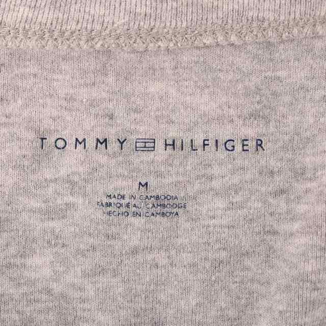 TOMMY HILFIGER(トミーヒルフィガー)のトミーヒルフィガー 半袖Tシャツ フラッグロゴ スリットネック トップス コットン100% レディース Mサイズ グレー TOMMY HILFIGER レディースのトップス(Tシャツ(半袖/袖なし))の商品写真