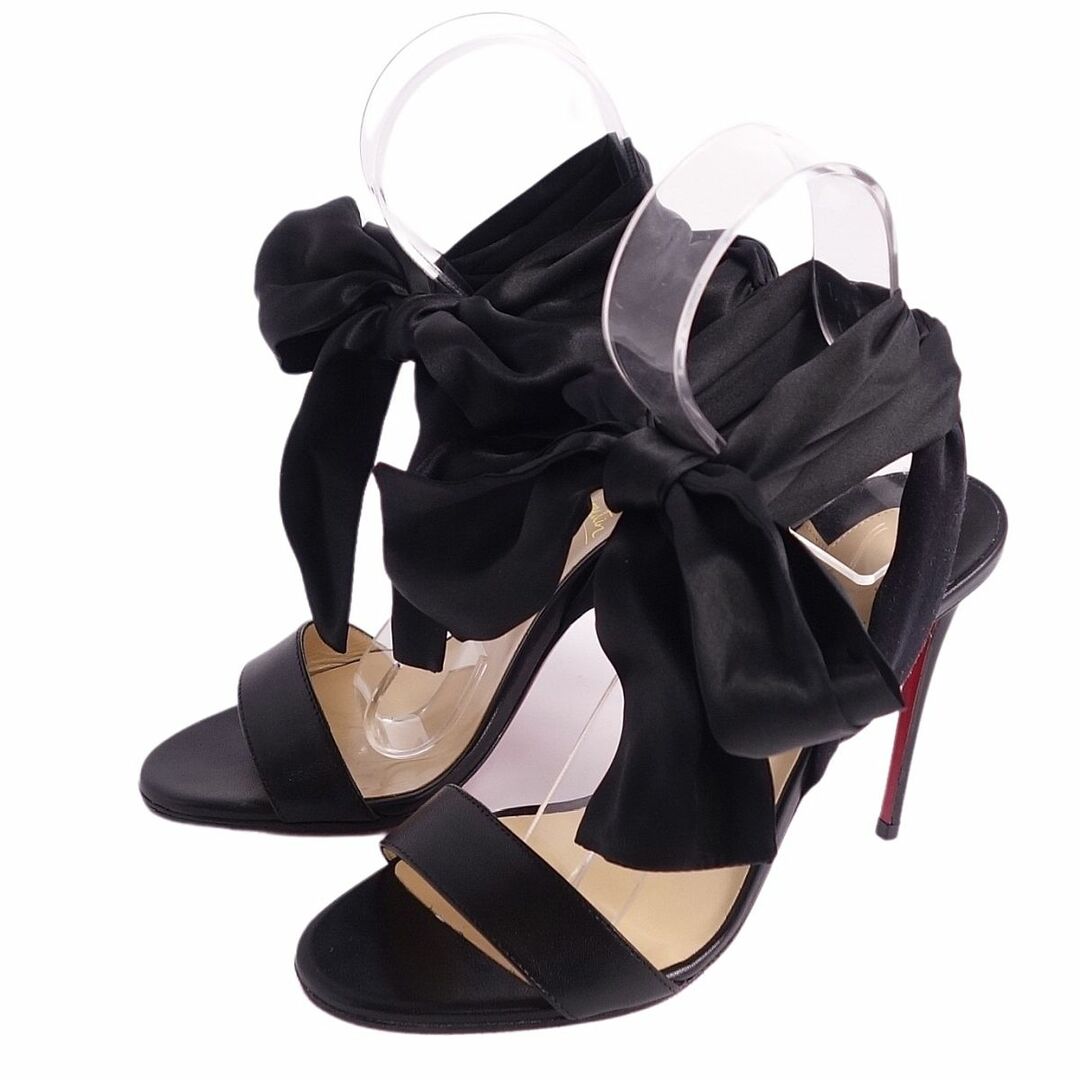 未使用 クリスチャンルブタン Christian Louboutin サンダル ヒール バックストラップ リボン シューズ レディース  37(24cm相当) ブラック