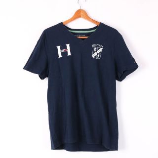 トミーヒルフィガー(TOMMY HILFIGER)のトミーヒルフィガー 半袖Tシャツ プリントT フラッグロゴ Vネック トップス コットン100% メンズ Mサイズ ネイビー TOMMY HILFIGER(Tシャツ/カットソー(半袖/袖なし))