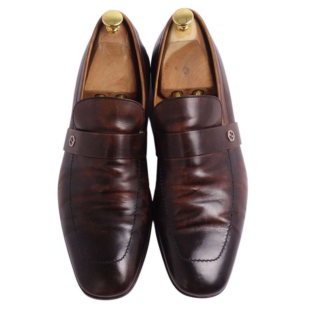 グッチ GUCCI レザーシューズ ローファー ビジネスシューズ GGロゴ カーフレザー シューズ メンズ 10(29cm相当) ブラウン