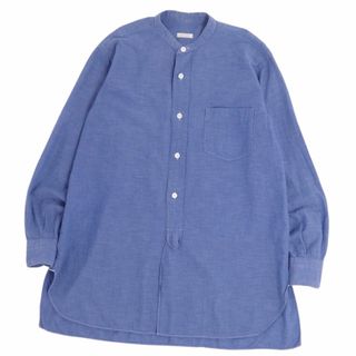 コモリ(COMOLI)の美品 コモリ COMOLI シャツ ロングスリーブ バンドカラー スタンドカラー 無地 コットン トップス メンズ 0(XS相当) ブルー(シャツ)