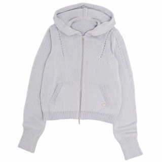 フォクシー(FOXEY)のフォクシー FOXEY ニット カーディガン パーカー ジップアップ 無地 コットン カシミヤ トップス レディース 40(M相当) ブルー(パーカー)