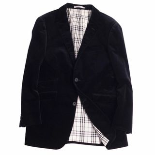 バーバリーブラックレーベル(BURBERRY BLACK LABEL)の美品 バーバリー ブラックレーベル BURBERRY BLACK LABEL ジャケット テーラードジャケット シングル ベロア アウター メンズ S ブラック(テーラードジャケット)