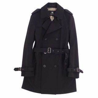 バーバリーブラックレーベル(BURBERRY BLACK LABEL)の美品 バーバリー ブラックレーベル BURBERRY BLACK LABEL コート トレンチコート 裏チェック ポリエステル アウター メンズ L ブラック(トレンチコート)