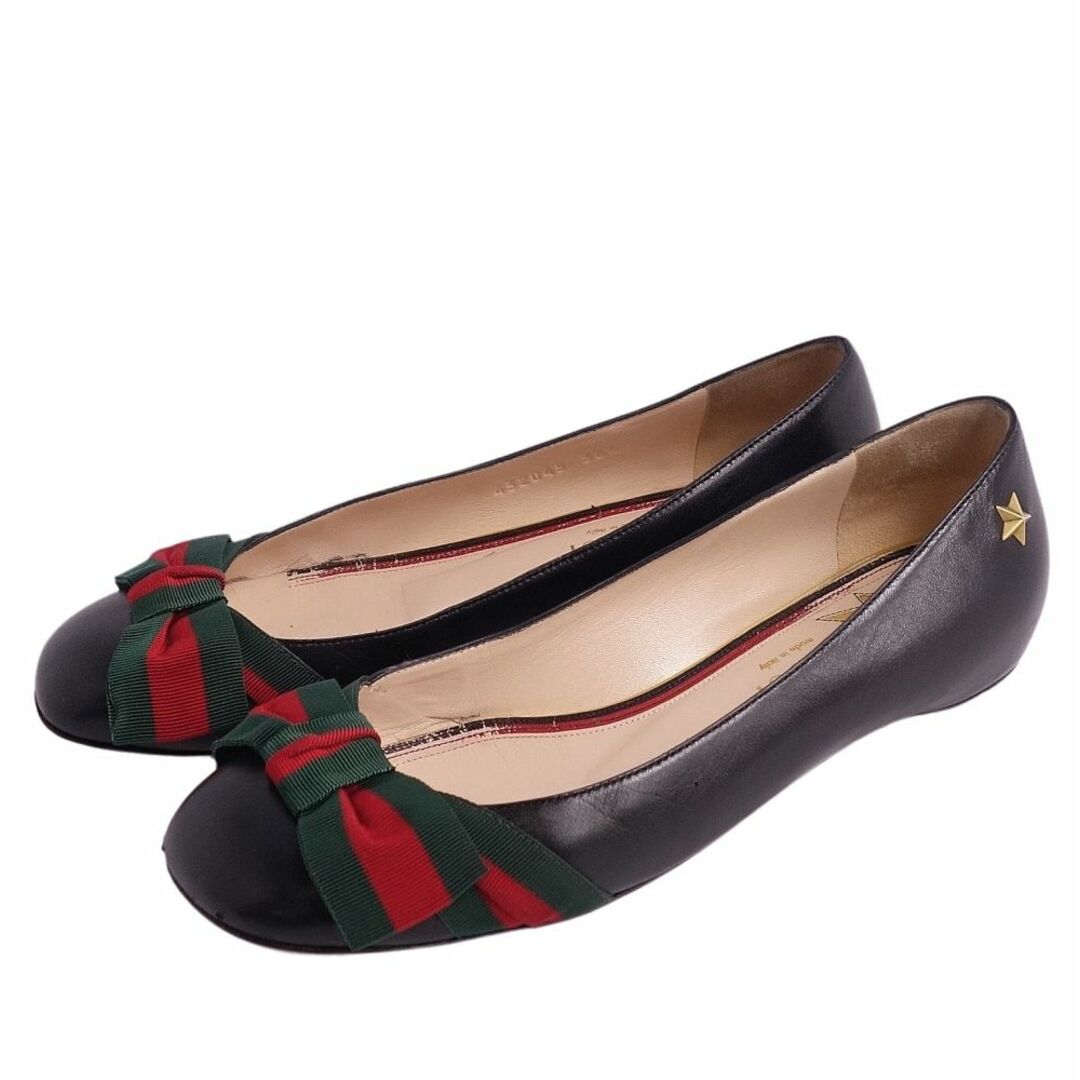 グッチ GUCCI パンプス リボン シェリーライン カーフレザー シューズ 靴 レディース イタリア製 36 1/2(23.5cm相当) ブラック