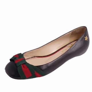 グッチ(Gucci)のグッチ GUCCI パンプス リボン シェリーライン カーフレザー シューズ 靴 レディース イタリア製 36 1/2(23.5cm相当) ブラック(ハイヒール/パンプス)