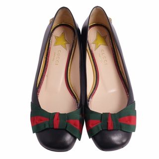 グッチ GUCCI パンプス リボン シェリーライン カーフレザー シューズ 靴 レディース イタリア製 36 1/2(23.5cm相当) ブラック