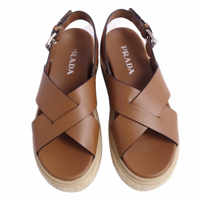 PRADA - 美品 プラダ PRADA サンダル バックストラップ カーフレザー