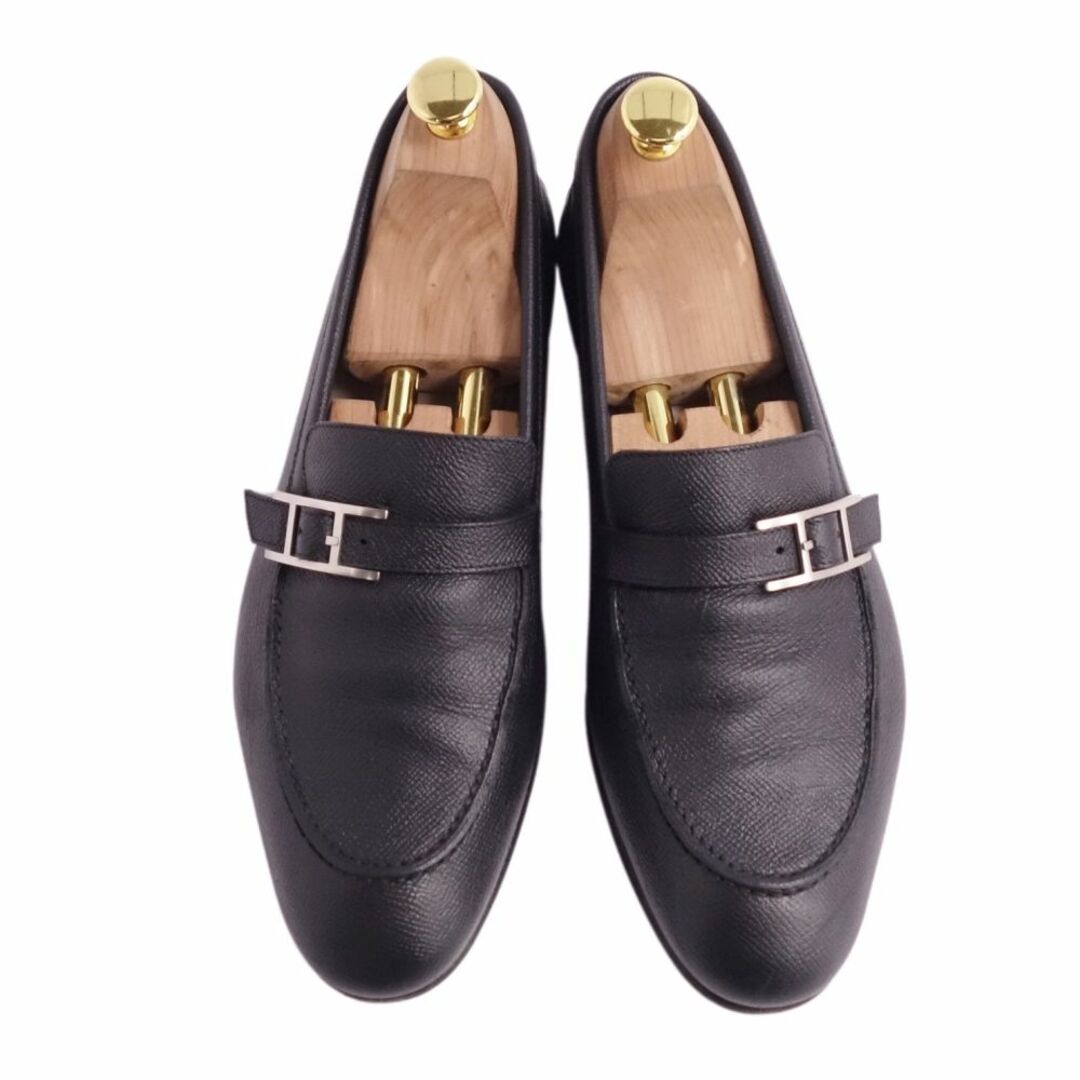 エルメス HERMES ローファー ビジネスシューズ アピ金具 Hロゴ金具 カーフレザー 革靴 メンズ イタリア製 40(25cm相当) ブラック