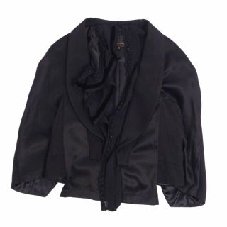 コムデギャルソン(COMME des GARCONS)の美品 コムデギャルソン COMME des GARCONS ジャケット ボタンレス レーヨン コットン アウター レディース M ブラック(その他)