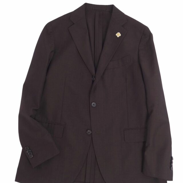 LARDINI(ラルディーニ)の美品 ラルディーニ LARDINI セットアップ シングル スーツ 春夏 ウール モヘア ジャケット パンツ イタリア製 50(M相当) ブラウン メンズのスーツ(セットアップ)の商品写真