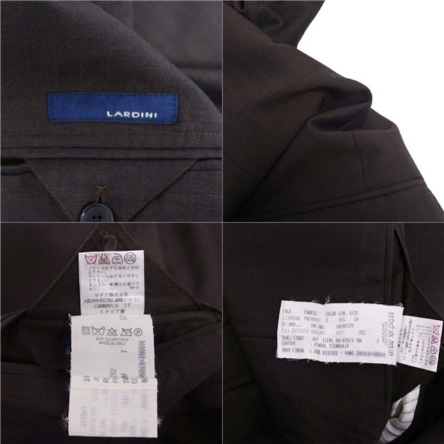 美品 ラルディーニ LARDINI セットアップ シングル スーツ 春夏 ウール モヘア ジャケット パンツ イタリア製 50(M相当) ブラウン