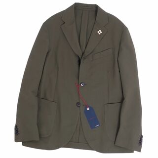 極美品 ラルディーニ LARDINI セットアップ シングル スーツ 春夏 ジャケット イージーパンツ メンズ イタリア製 50(M相当) グリーン