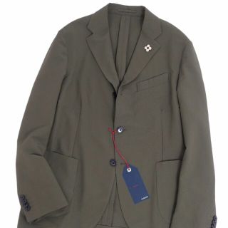 極美品 ラルディーニ LARDINI セットアップ シングル スーツ 春夏 ジャケット イージーパンツ メンズ イタリア製 50(M相当) グリーン