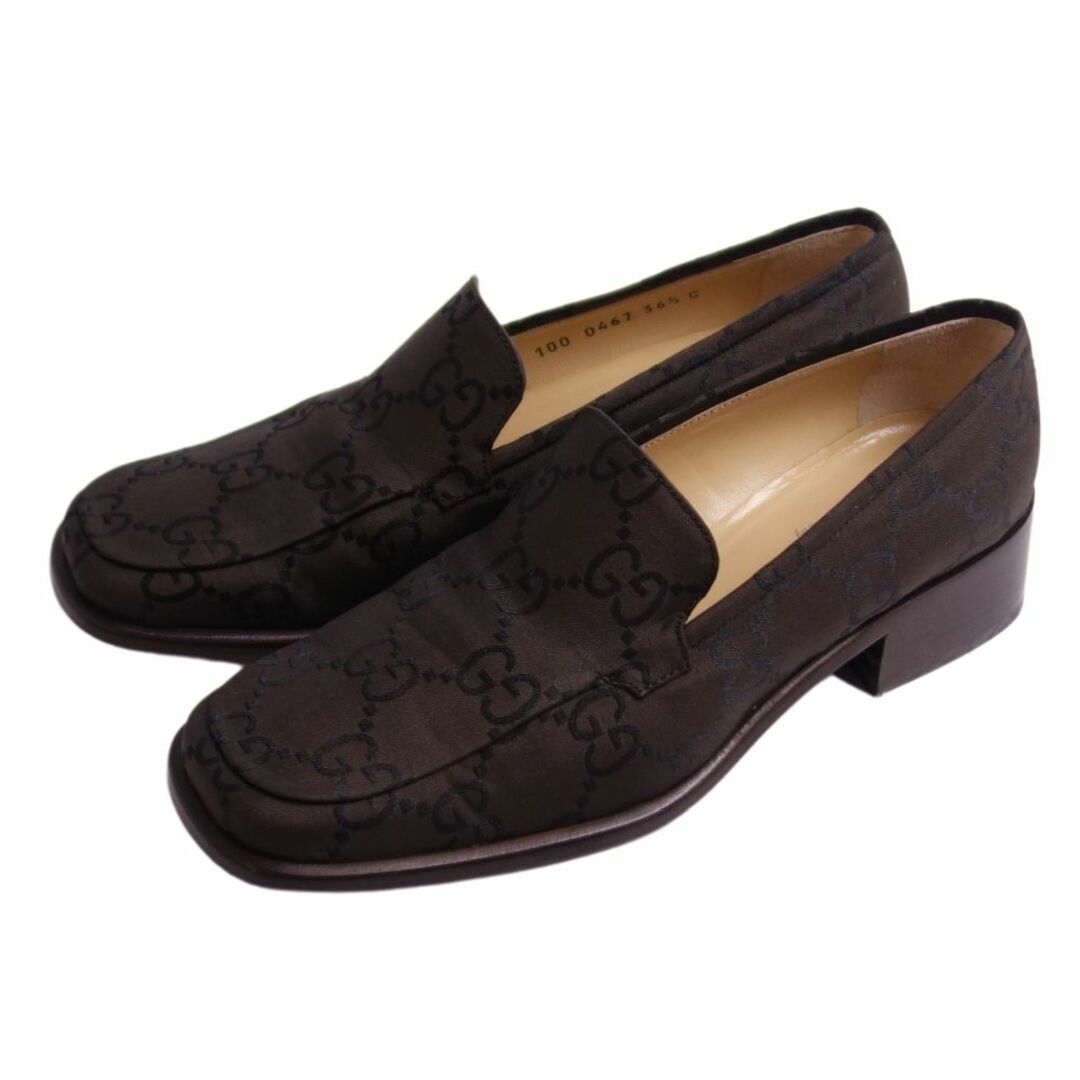 Gucci(グッチ)のグッチ GUCCI パンプス ローファー GG柄 キャンバス ヒール シューズ 靴 レディース イタリア製 36 1/2C(23.5cm相当) ブラウン レディースの靴/シューズ(ハイヒール/パンプス)の商品写真