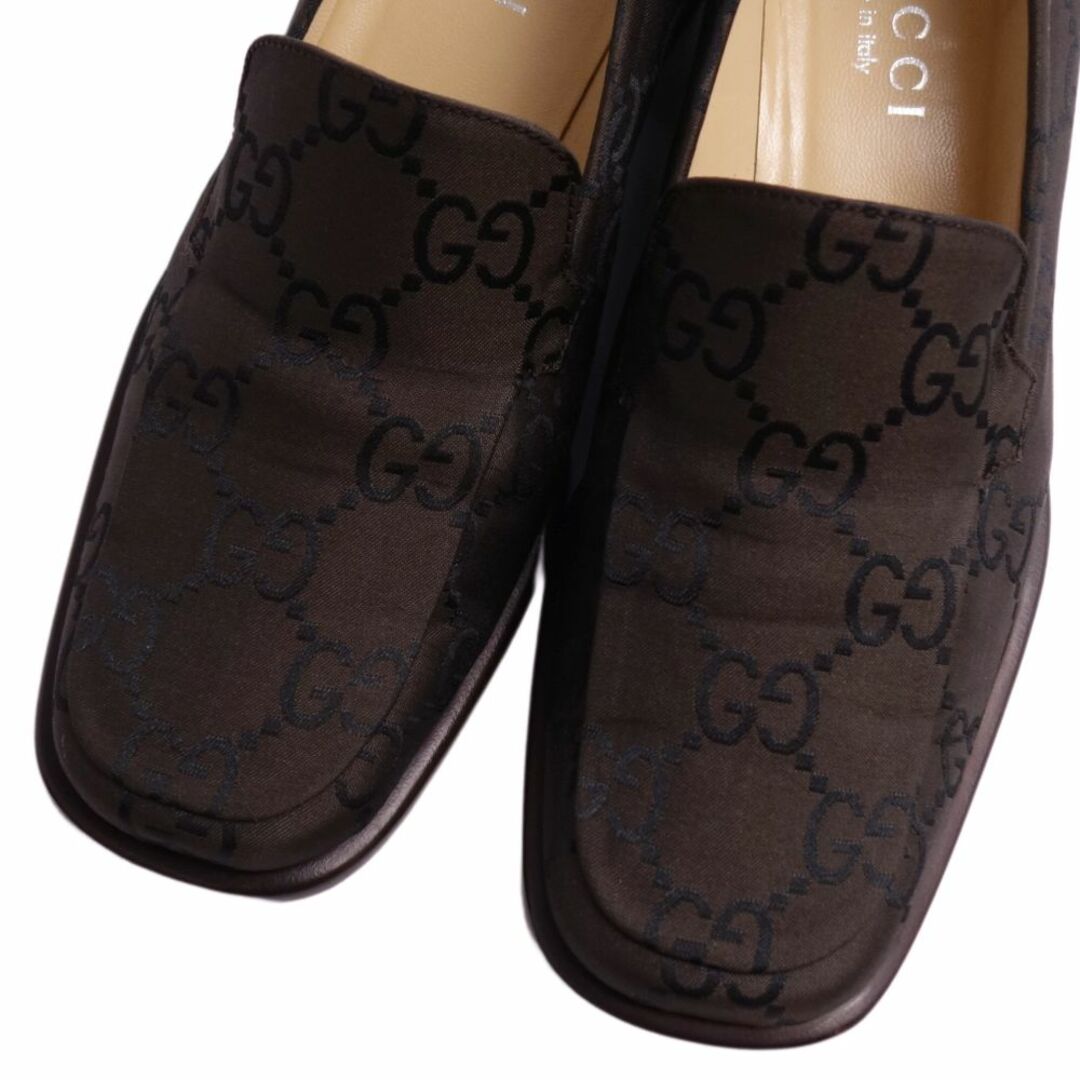 Gucci(グッチ)のグッチ GUCCI パンプス ローファー GG柄 キャンバス ヒール シューズ 靴 レディース イタリア製 36 1/2C(23.5cm相当) ブラウン レディースの靴/シューズ(ハイヒール/パンプス)の商品写真