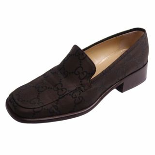 グッチ(Gucci)のグッチ GUCCI パンプス ローファー GG柄 キャンバス ヒール シューズ 靴 レディース イタリア製 36 1/2C(23.5cm相当) ブラウン(ハイヒール/パンプス)