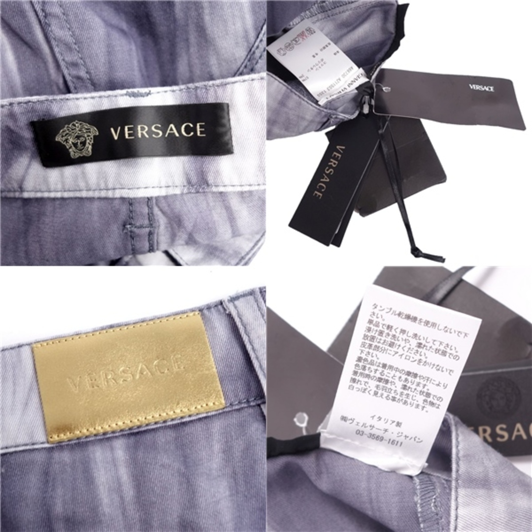 VERSACE(ヴェルサーチ)の未使用 ヴェルサーチ VERSACE パンツ ロングパンツ メデューサボタン 裾ジップ 総柄 コットン ボトムス レディース イタリア製 24 グレー レディースのパンツ(その他)の商品写真