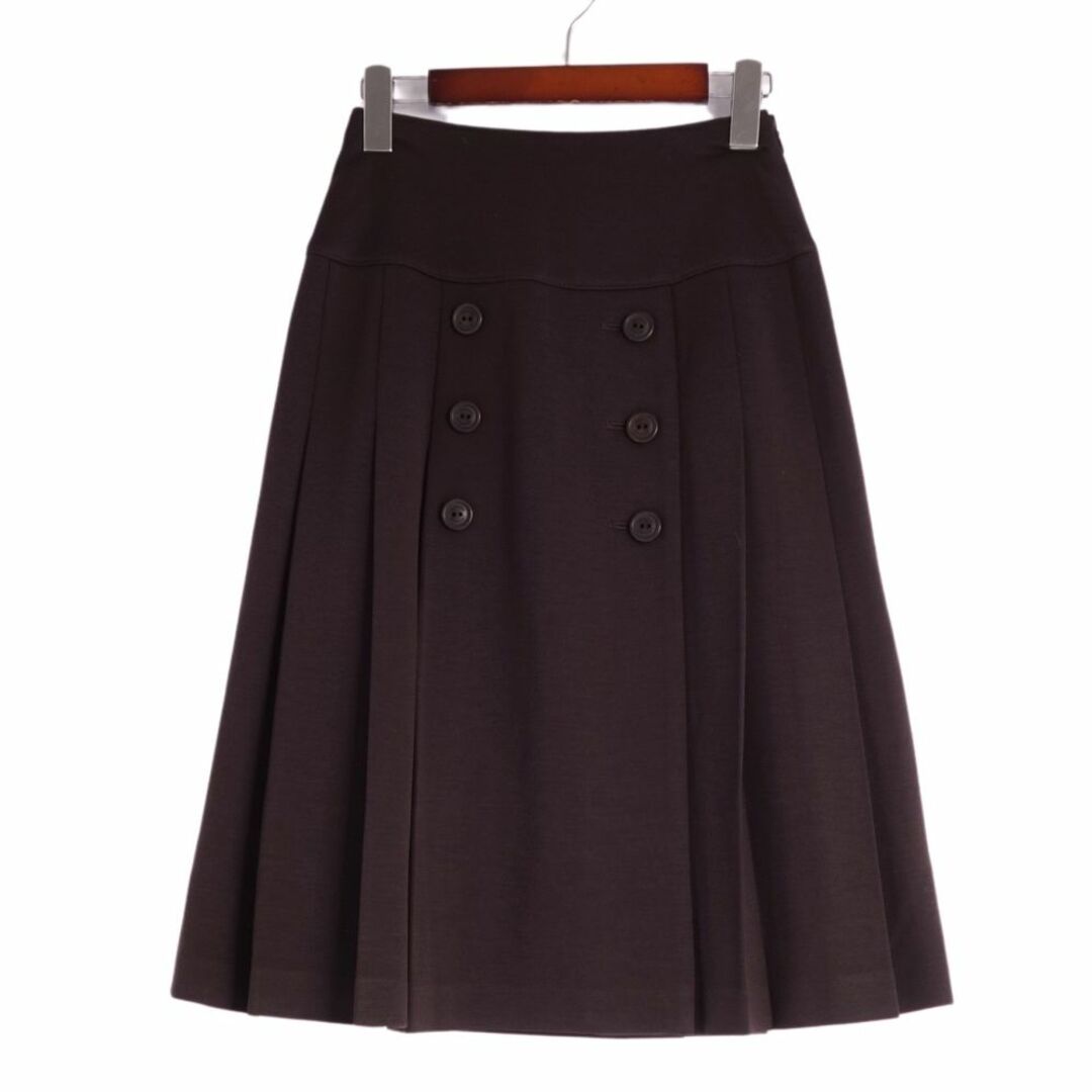 LEONARD(レオナール)の美品 レオナール LEONARD FASHION スカート ウール ナイロン 無地 ボトムス レディース 64(S相当) ブラウン レディースのスカート(ひざ丈スカート)の商品写真