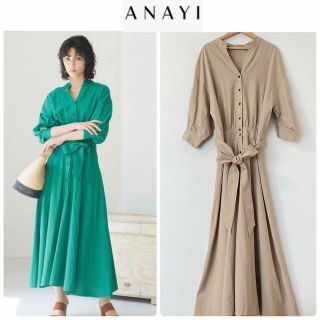 アナイ(ANAYI)のアナイ 38 レーヨンリネンスタンドカラーワンピース(ロングワンピース/マキシワンピース)